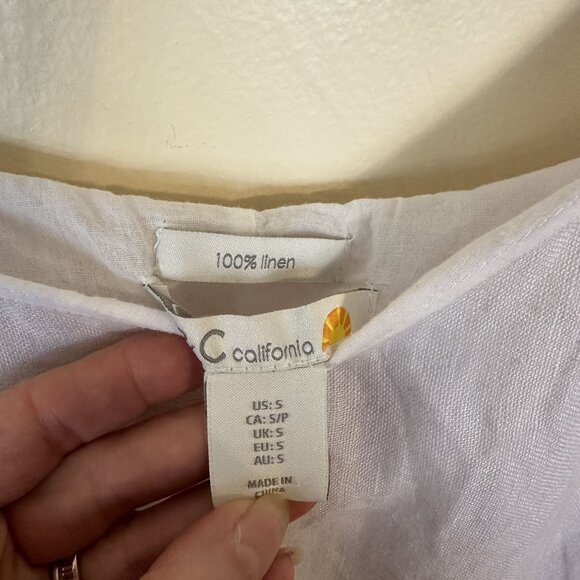 C & C California Womens Dress Striped Linen Maxi Shift Adjustable Straps Beach - Picture 2 of 7